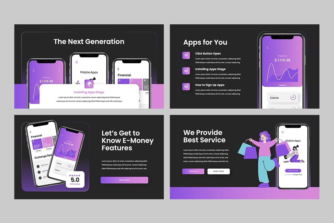 移动应用程序 PPT模板 (PPTX)