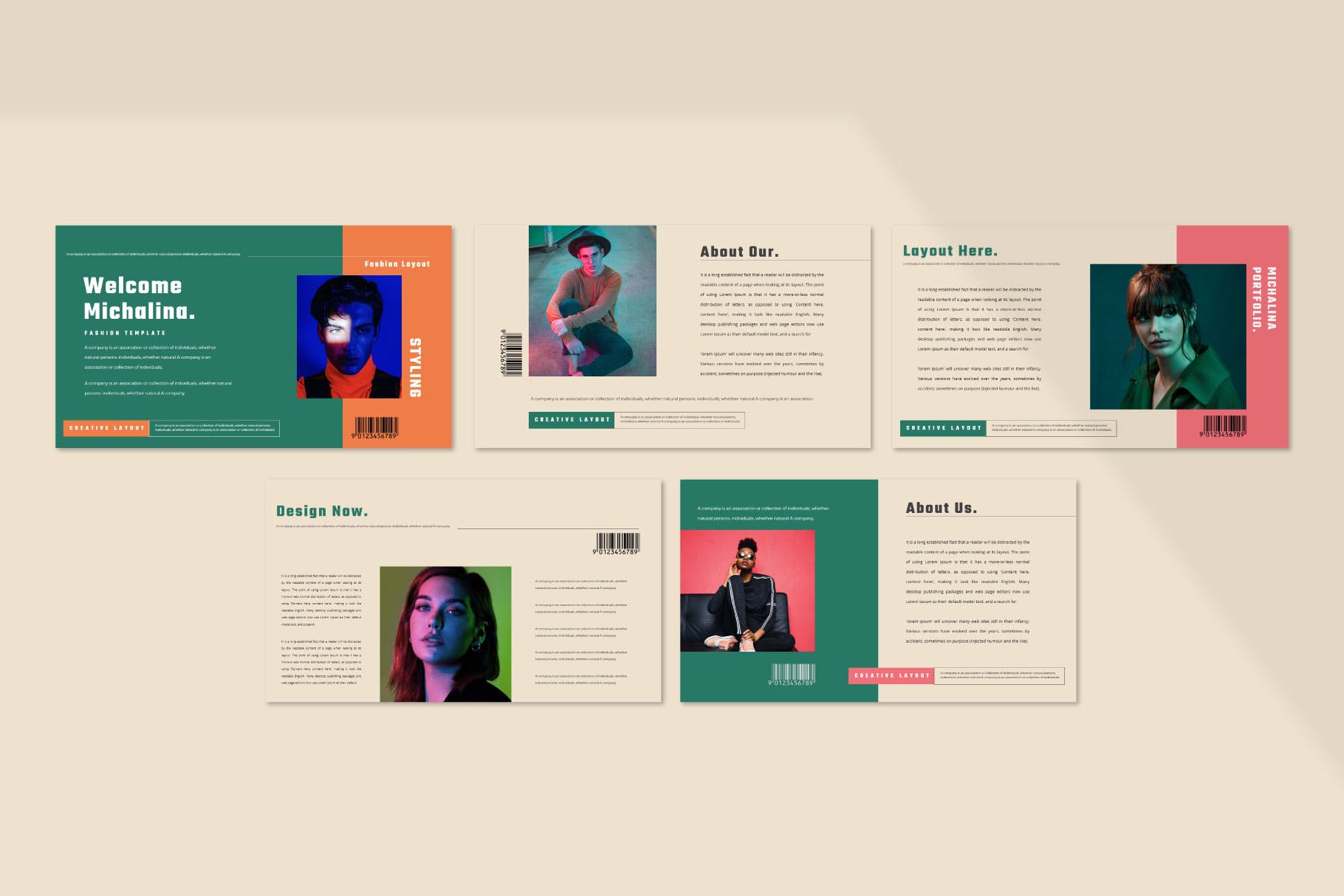 时尚个性的设计师PPT模板（PPTX）