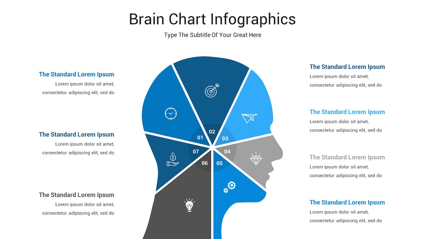 大脑图表数据展示ppt模板 (PPTX)