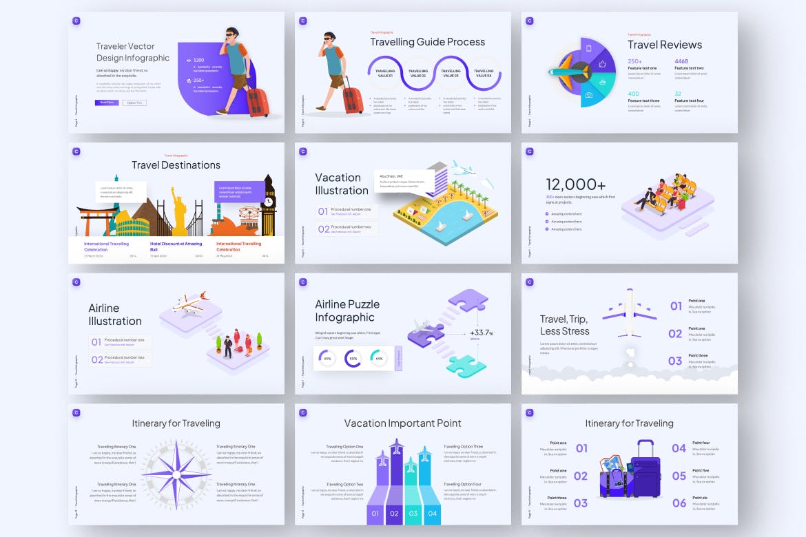 旅行信息图表PPT模版 (PPTX)