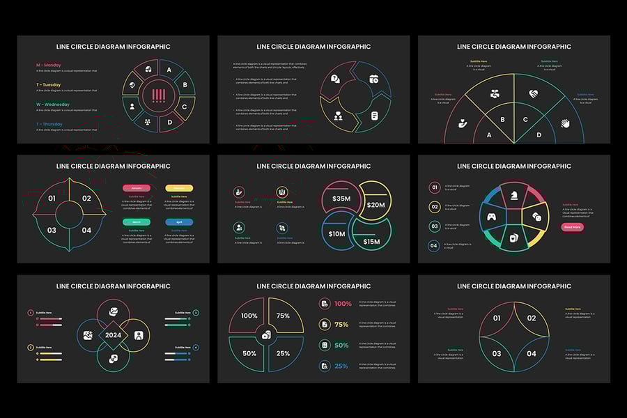 线圆图信息图表PPT模版 (PPTX)
