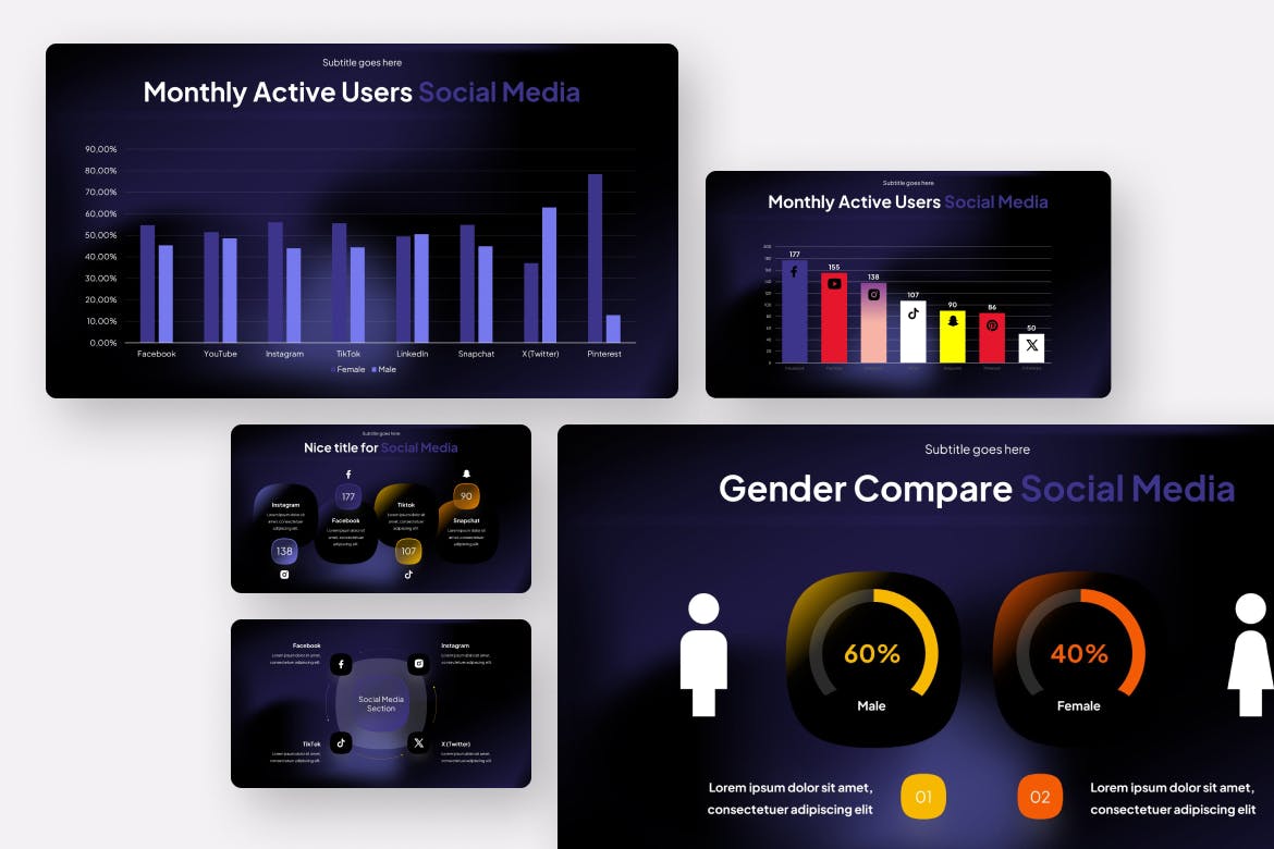 社交媒体 信息图表 PPT模版 (PPTX)