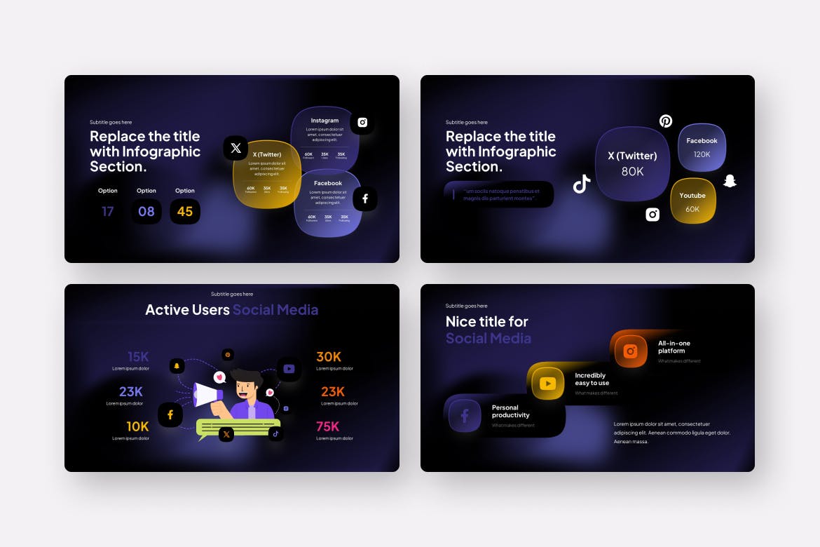 社交媒体 信息图表 PPT模版 (PPTX)