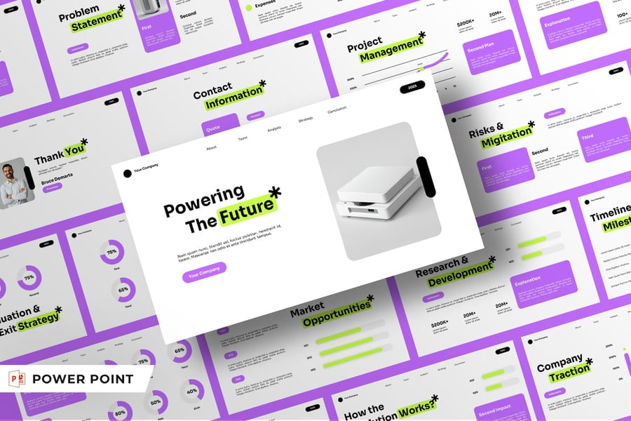 白色 紫色 黄色 产品介绍 PPT模版 (PPT,PPTX)