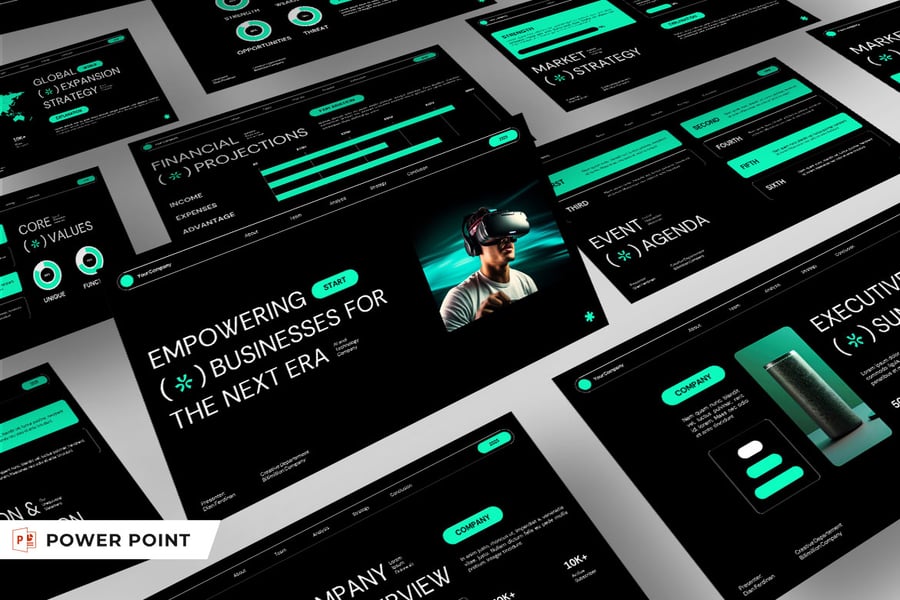 霓虹绿黑未来科技PPT模版 (PPT,PPTX)