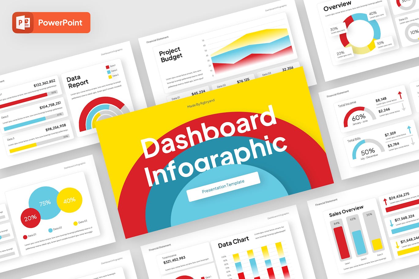 仪表板信息图表PPT模版 (PPTX)