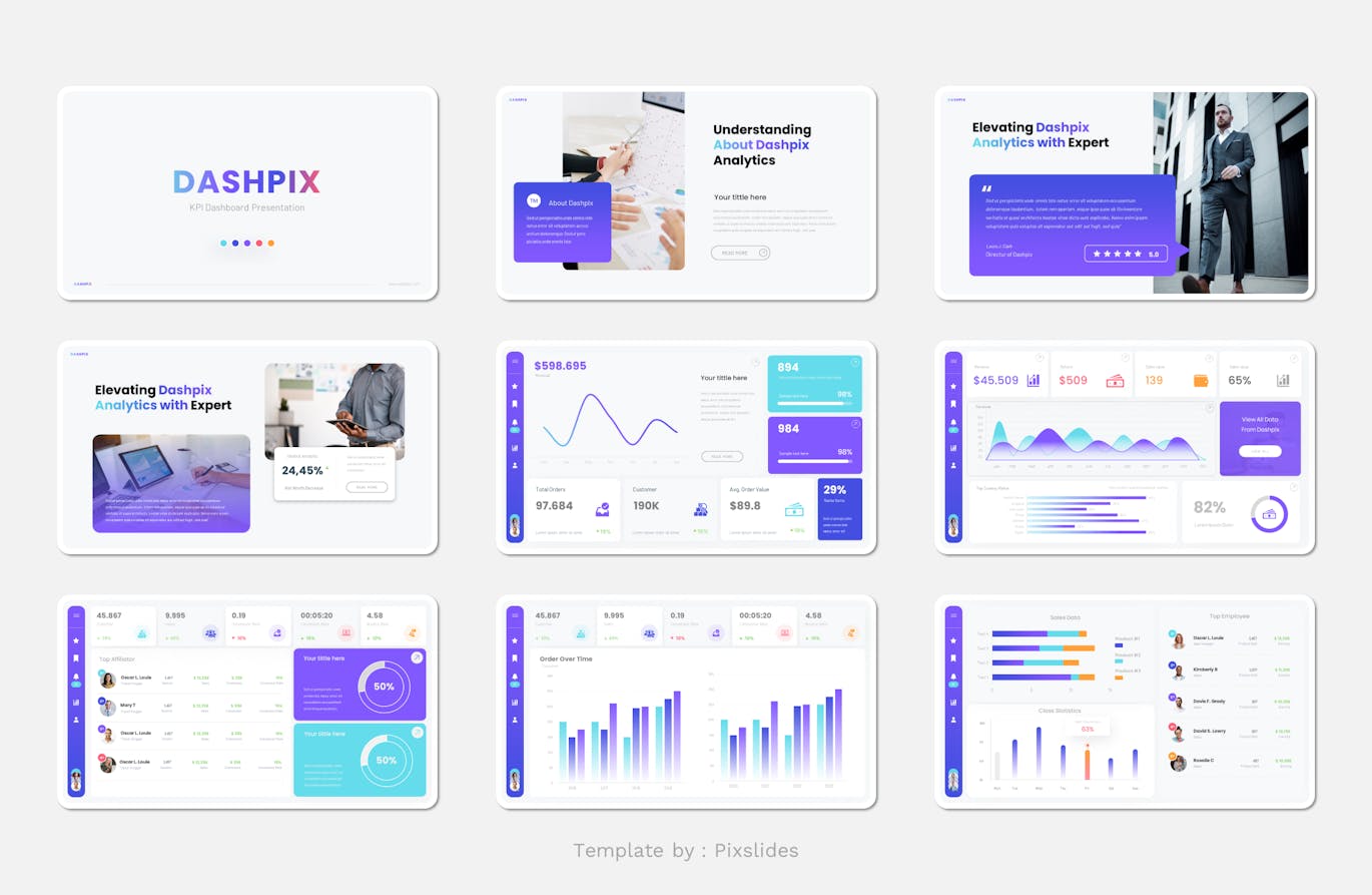 KPI 仪表板 PPT模版 (PPTX,PPT)