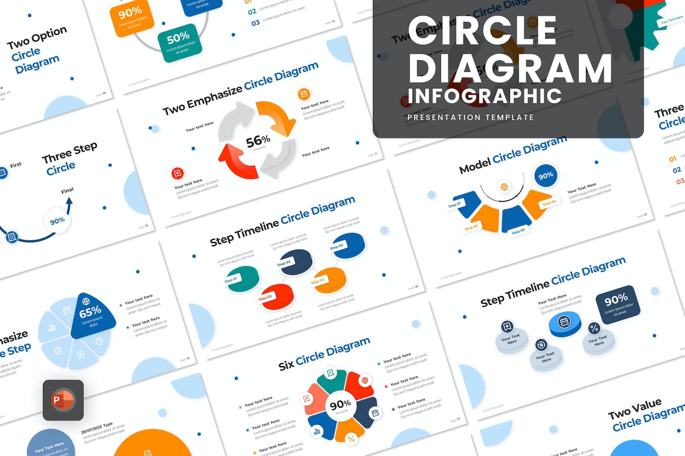 圆图信息图PPT模版 (PPTX)