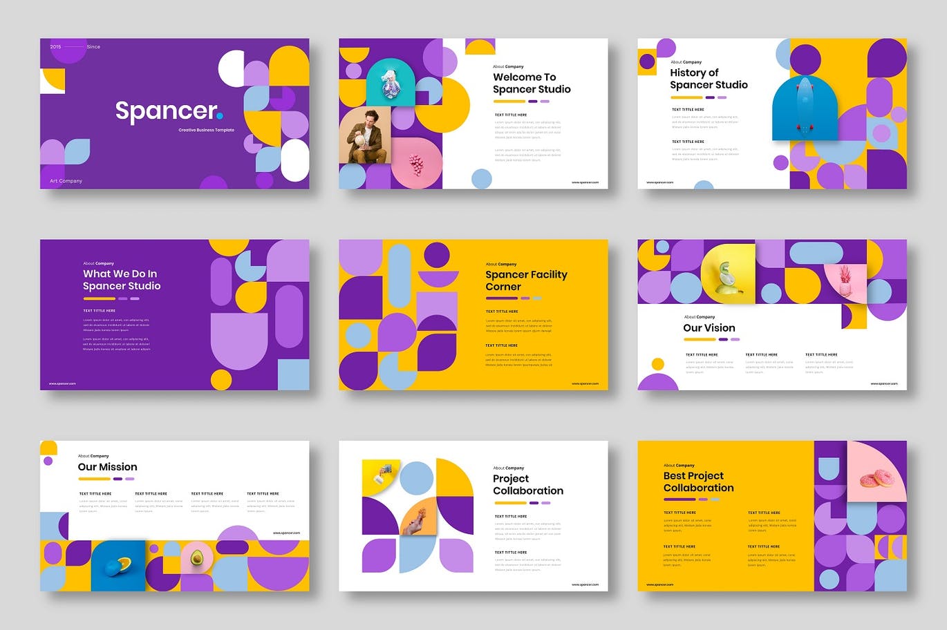 时尚清新几何图形创意powerpoint幻灯片演示模板（pptx）