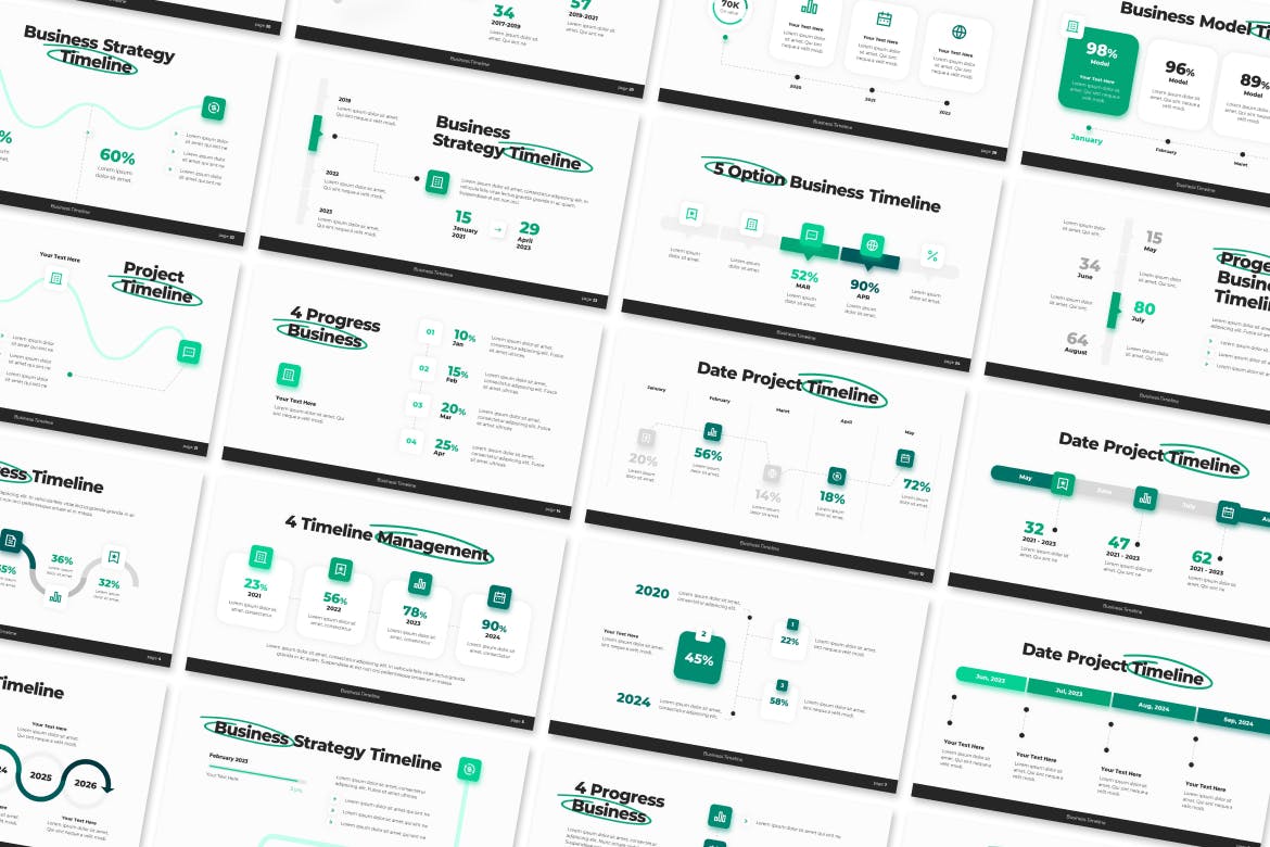 业务发展时间线PPT模版 (PPTX)