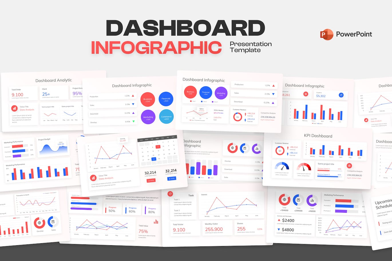 仪表板信息图PPT模版 (PPTX)