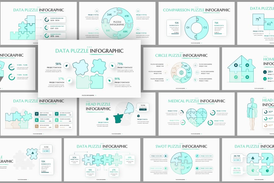 拼图信息图PPT模板 (PPTX)