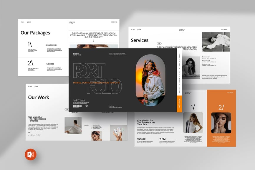 作品展示组合 PPT模板 (PPTX)