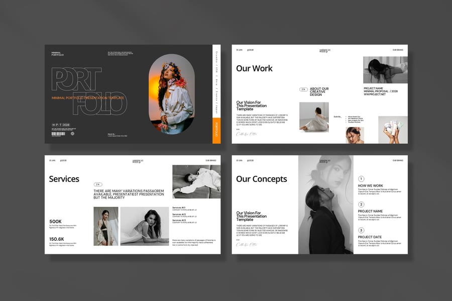 作品展示组合 PPT模板 (PPTX)