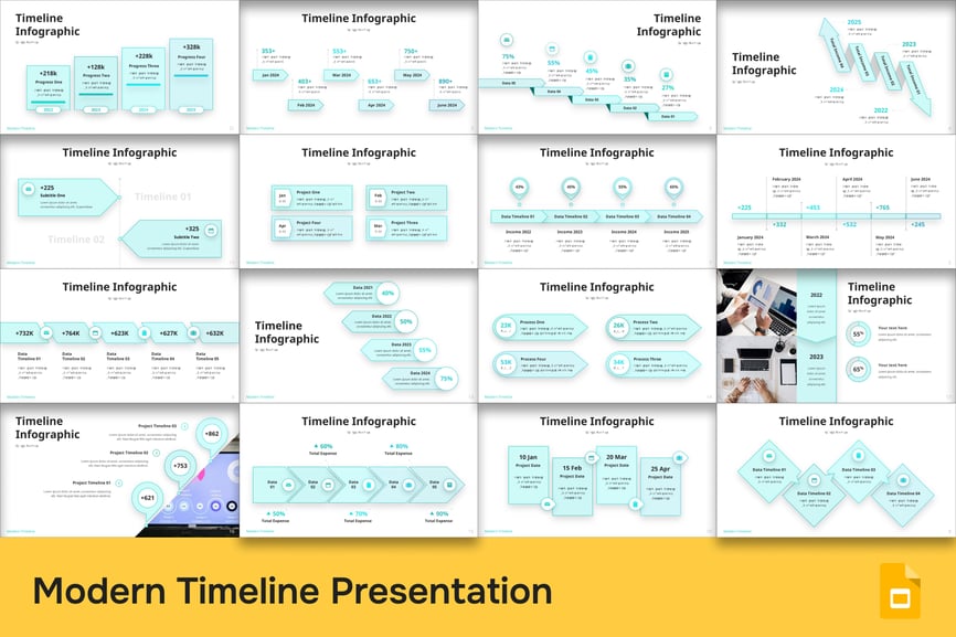 现代时间轴PPT模板 (PPTX)