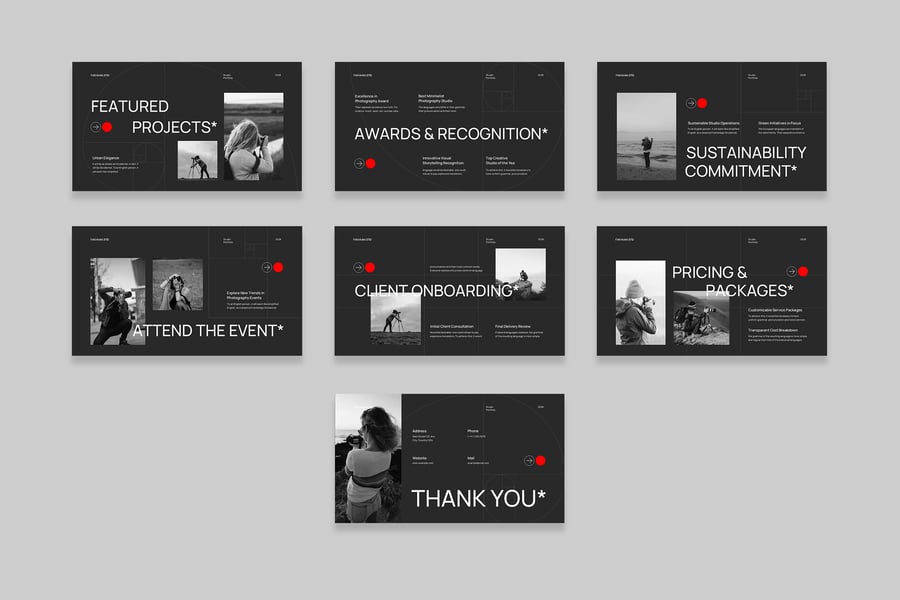 黑色简约摄影作品集PPT模板 (PPT,PPTX)