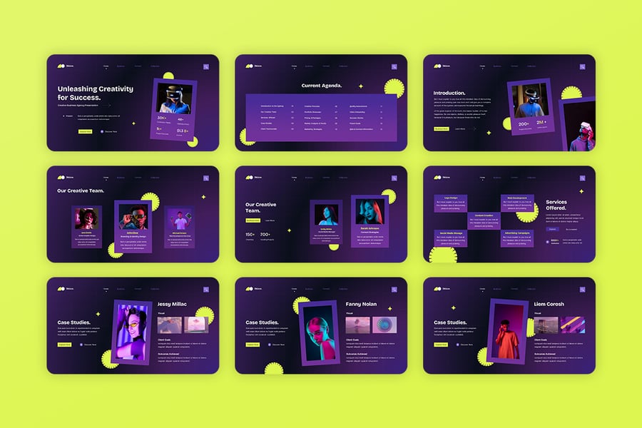 黄紫色现代创意商业机构PPT模板 (PPTX,PPT)