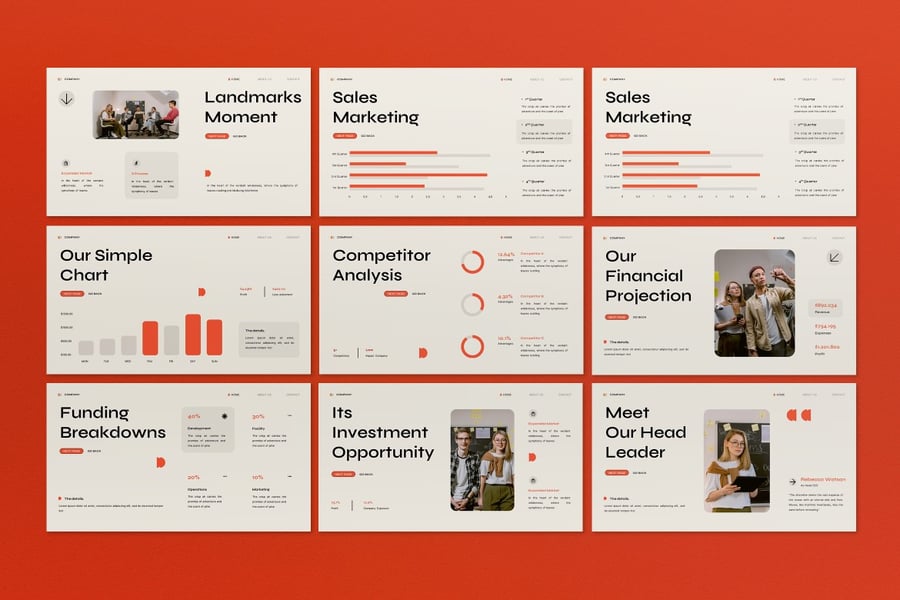 米色现代商业宣传材料PPT模板  (PPT)