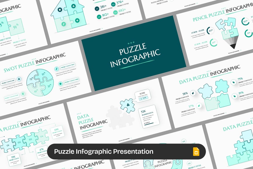拼图信息图PPT模板 (PPTX)