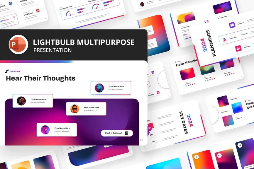 灯泡多用途演示PPT模板 (PPTX)