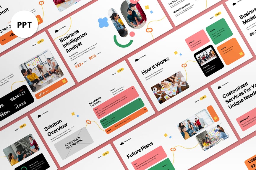 白人商业分析师PPT模板 (PPT)