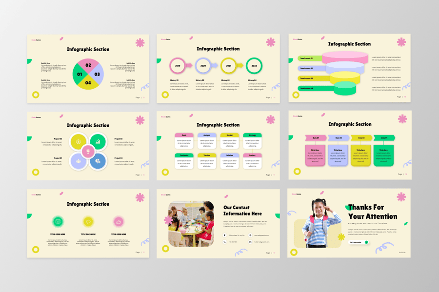 成长的思想 – 幼儿园PPT模板 (PPTX)