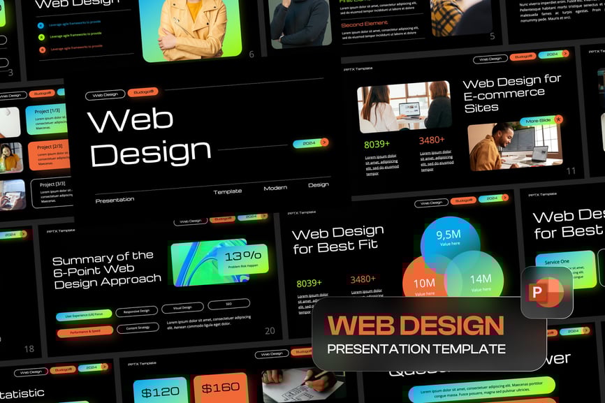 网页设计介绍PPT模板 (PPTX)