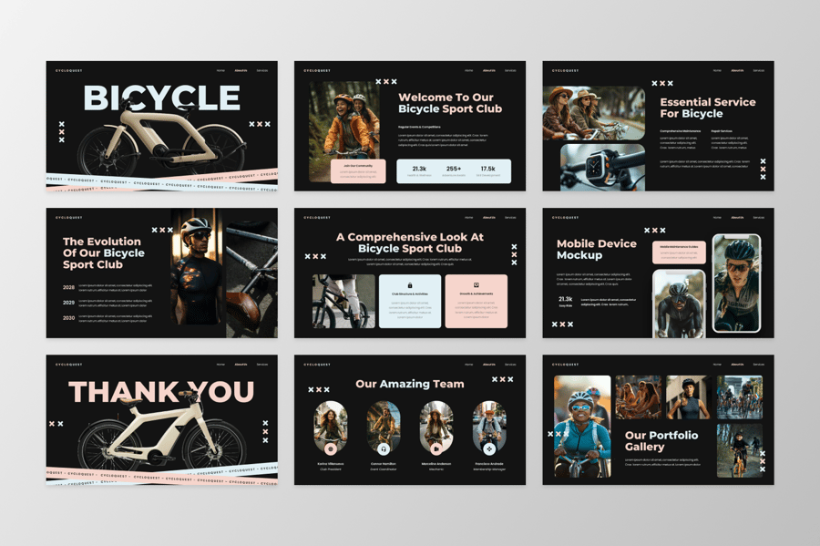 自行车介绍PPT模版 (PPTX)