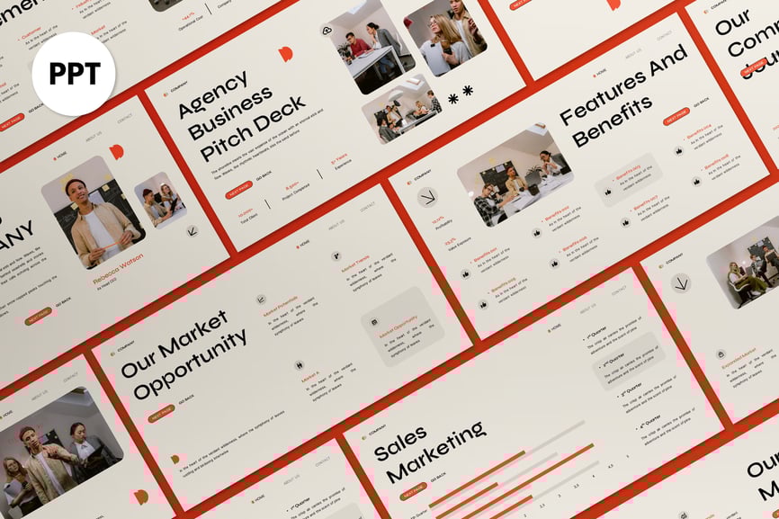 米色现代商业宣传材料PPT模板  (PPT)