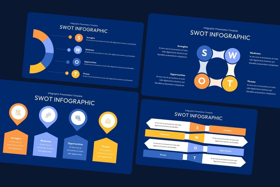 信息图表黑暗版PPT模版 (PPTX)