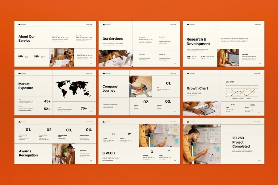 奶油数字项目经理PPT模板 (AI,PSD)