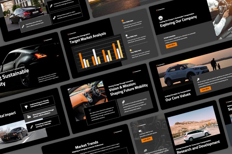 环保车辆黑暗版 – PPT模板 (PPTX)