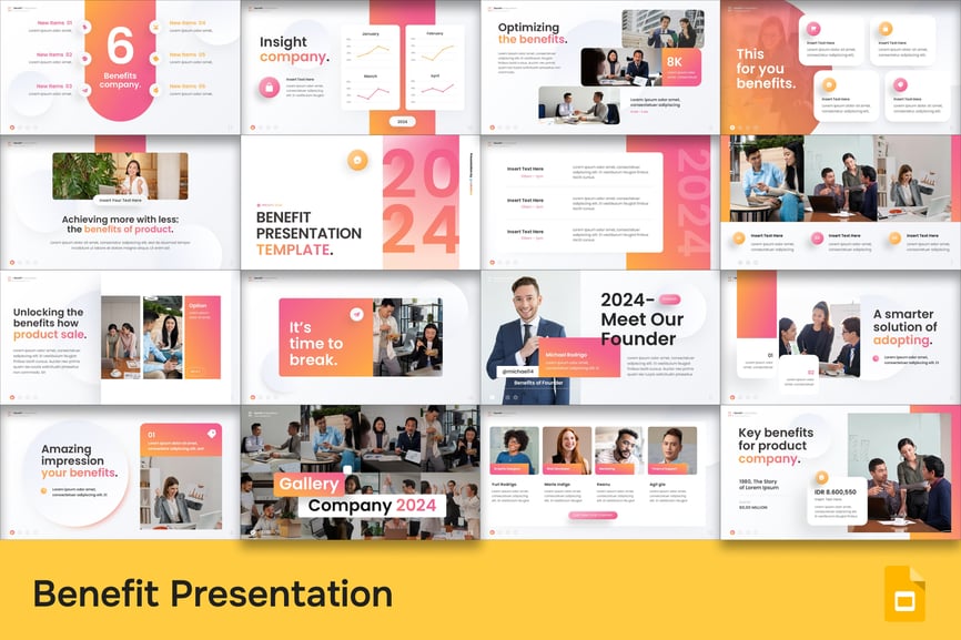 效益展示PPT模板 (PPTX)