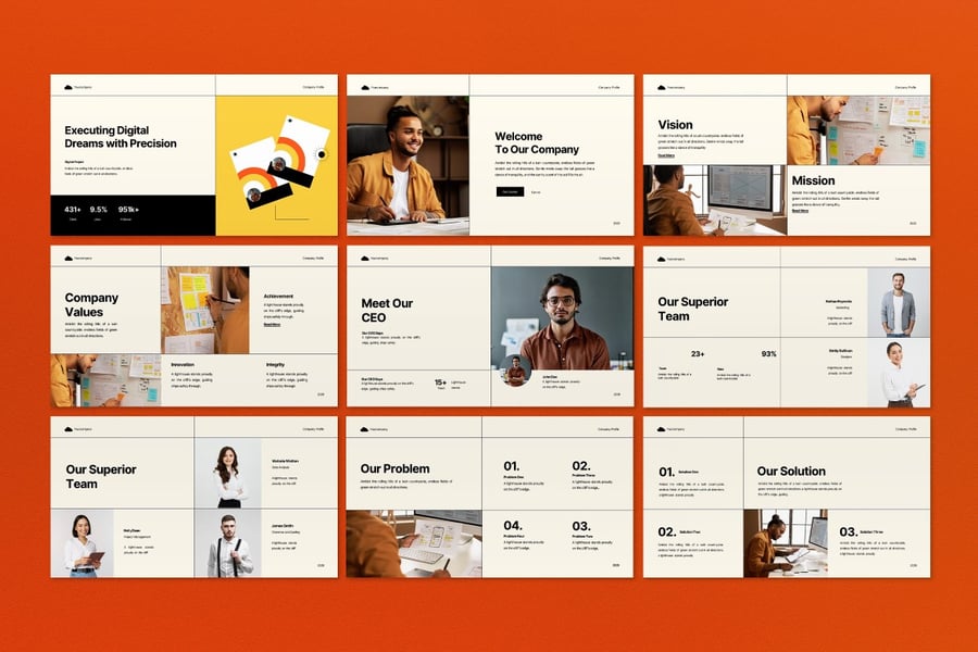奶油数字项目经理PPT模板 (AI,PSD)