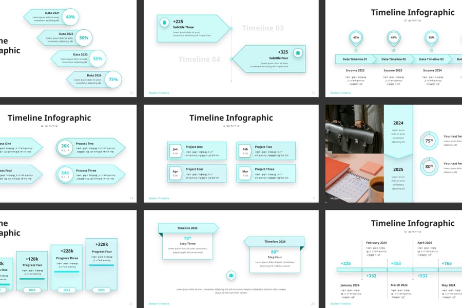 现代时间轴PPT模板 (PPTX)