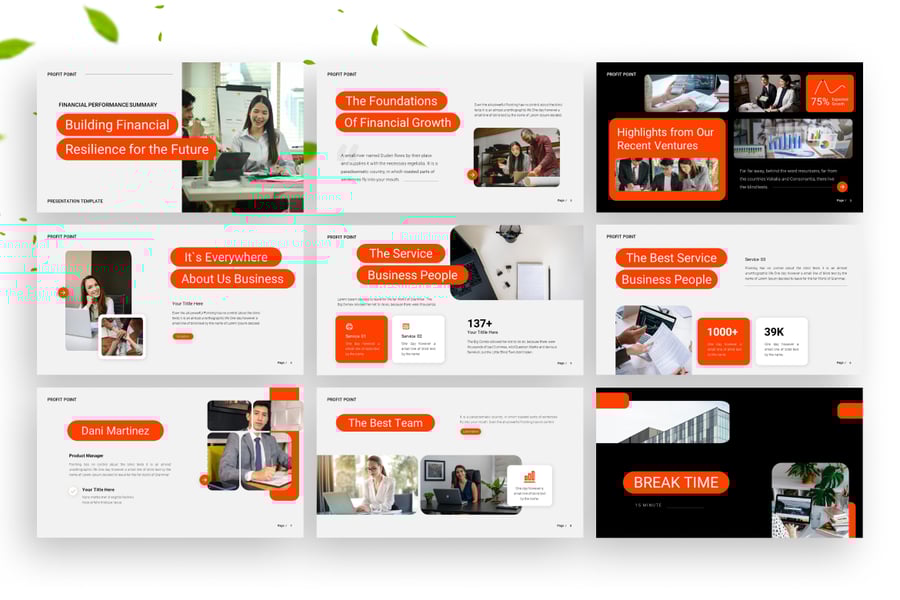 财务业绩摘要演示PPT模板 (PPTX)