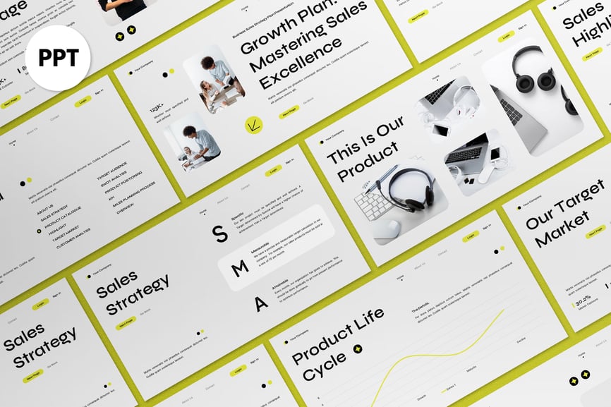 绿色现代销售策略计划PPT模板 (PPT)