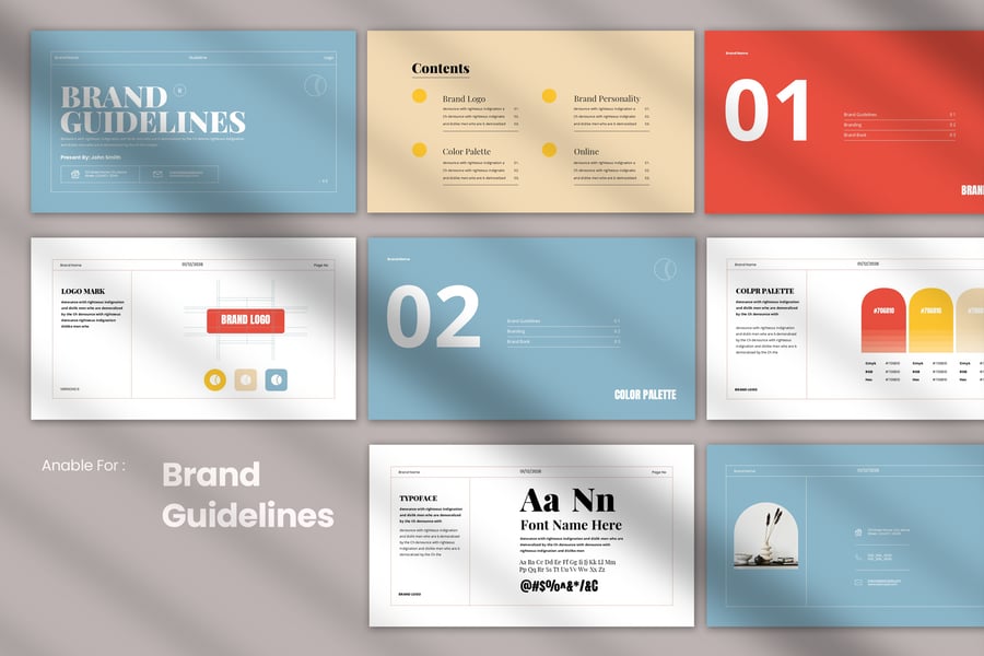 品牌指南演示模板PPT模板 (PPTX)
