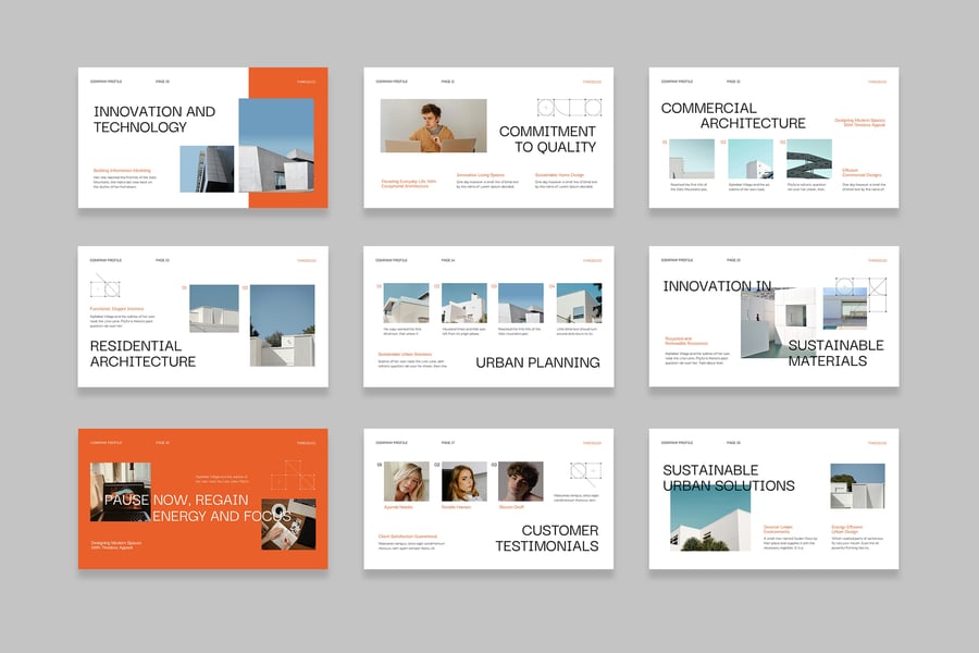 橙色极简建筑师公司简介PPT模板  (PPT,PPTX)