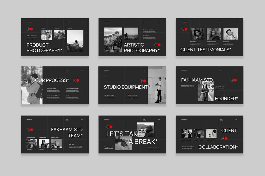 黑色简约摄影作品集PPT模板 (PPT,PPTX)