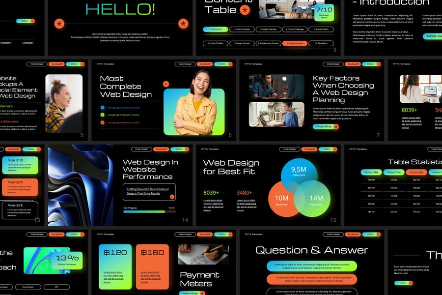 网页设计介绍PPT模板 (PPTX)