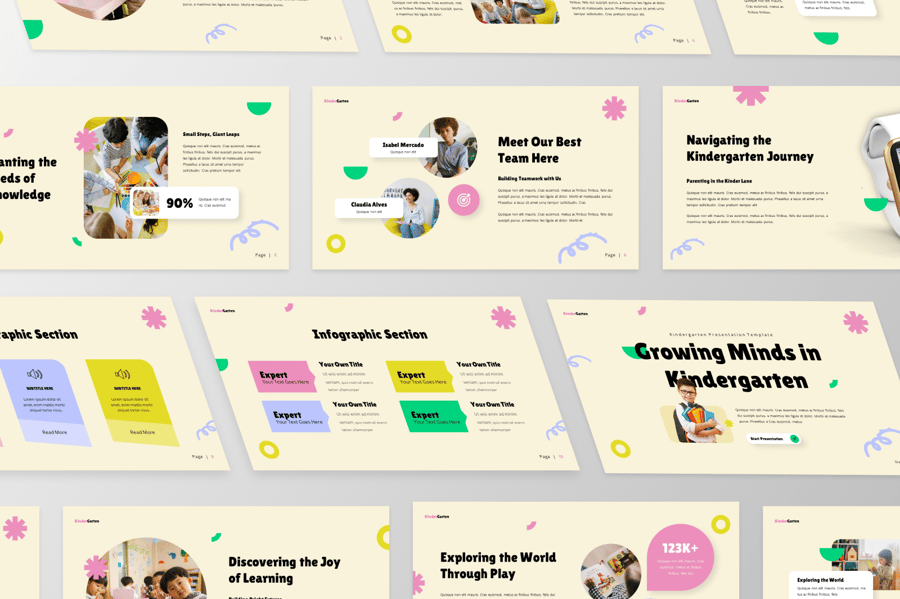 成长的思想 – 幼儿园PPT模板 (PPTX)