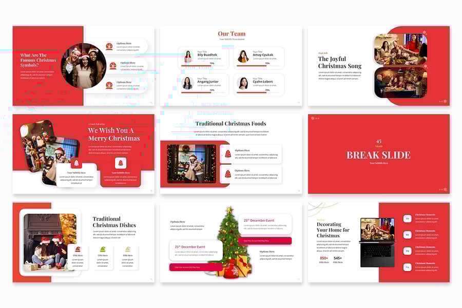 圣诞快乐新年快乐PPT模板 (PPTX)