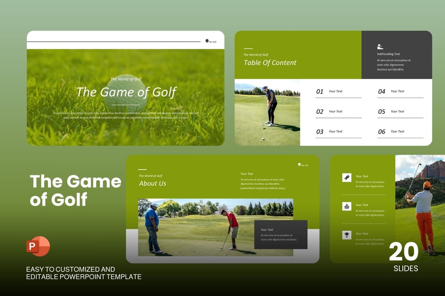 高尔夫比赛PPT模板 (PPTX)