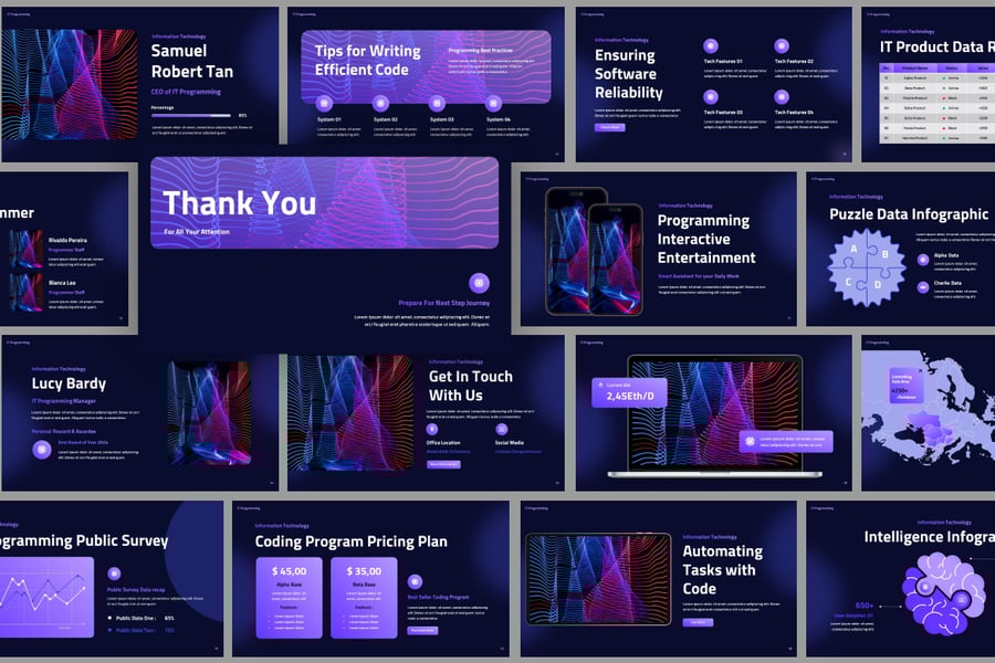 信息技术编程PPT模板 (PPTX)