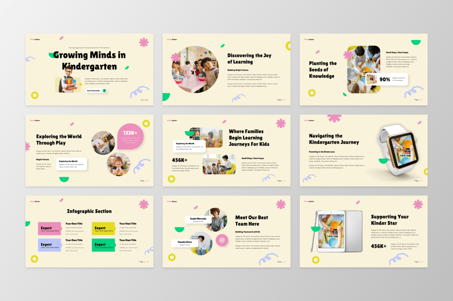 成长的思想 – 幼儿园PPT模板 (PPTX)