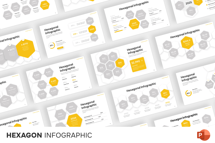 六角形信息图 PPT模板 (PPTX)