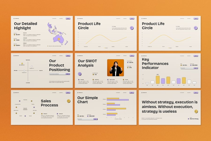 黄色新野蛮主义销售策略PPT模板 (PPT)