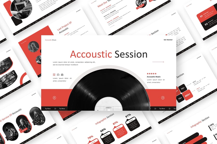 声学 – 音乐  PPT模板 (PPTX)