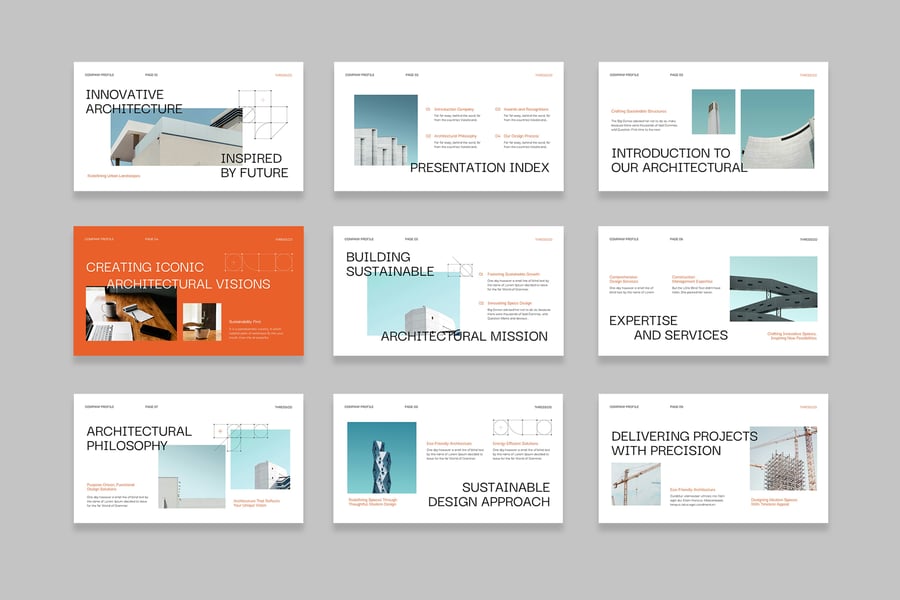 橙色极简建筑师公司简介PPT模板  (PPT,PPTX)